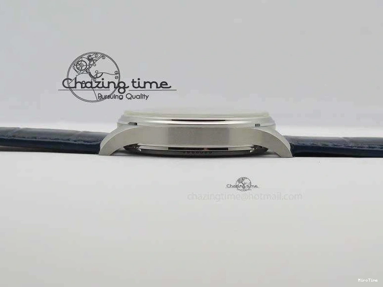 MIROTIME 0421 Portuguese IW5444 SS White Dial Blue Numbers On Blue Leather Strap A Modern 7258